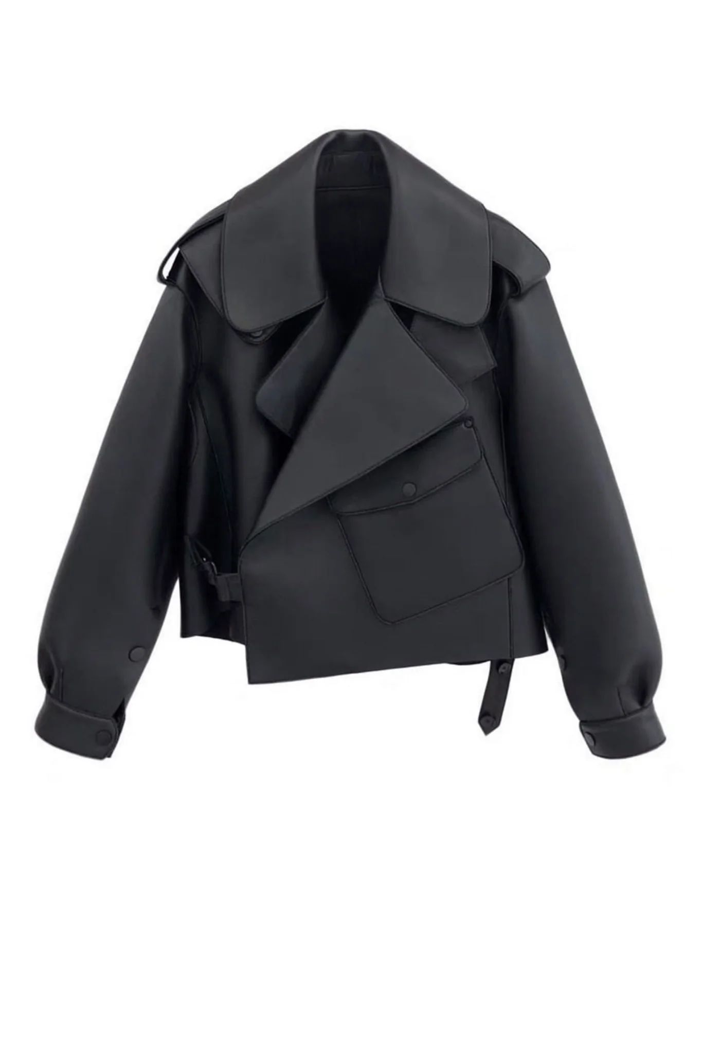 Black Oversized Leather Jacket | Jane and Tash Bespoke