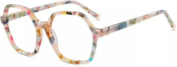 Firmoo Blue Light Glasses Artistic Hand-Painted Hexagonal UV Protection & Replaceable Lenses for ... | Amazon (US)
