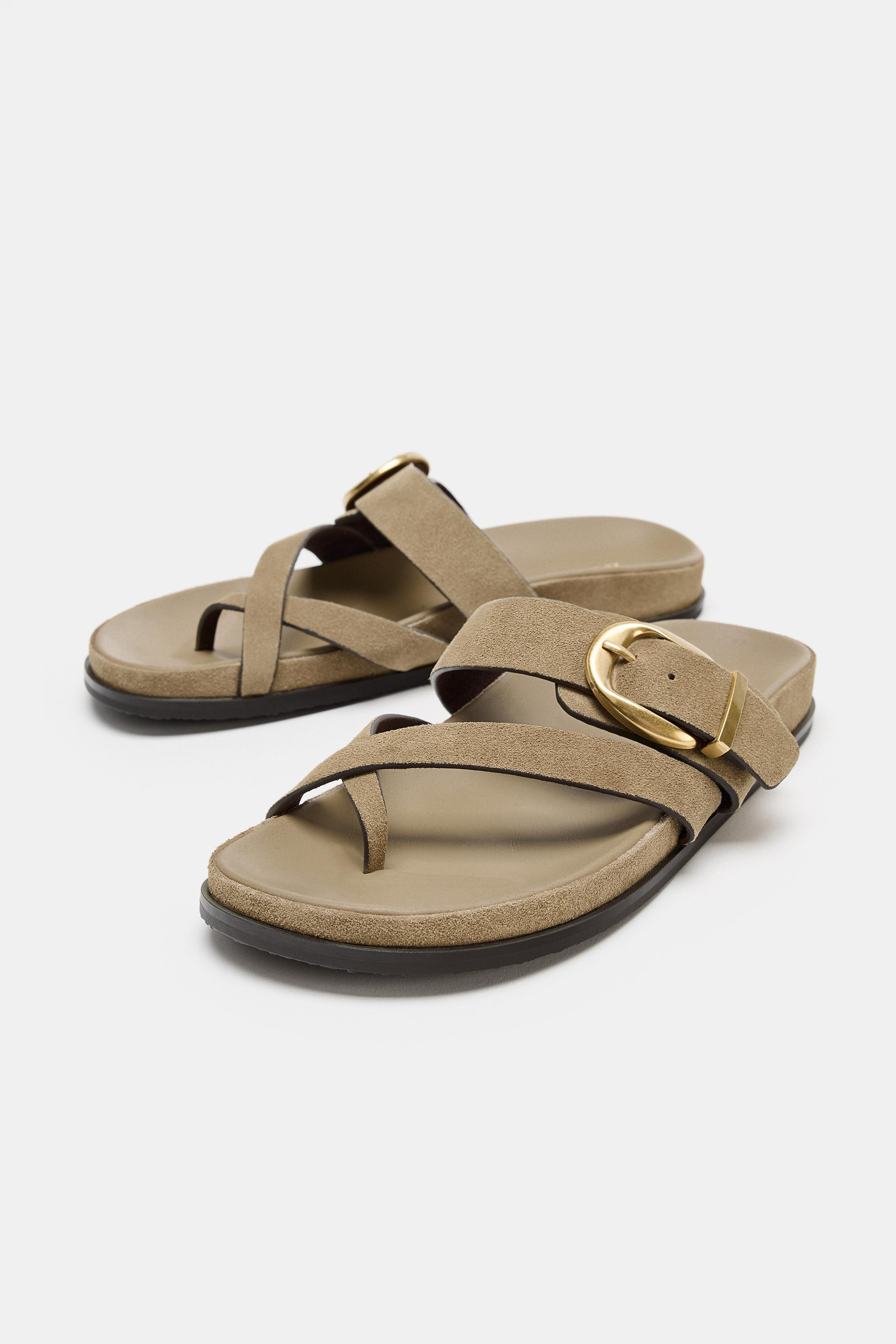 LEATHER BUCKLE SANDALS | Zara UK