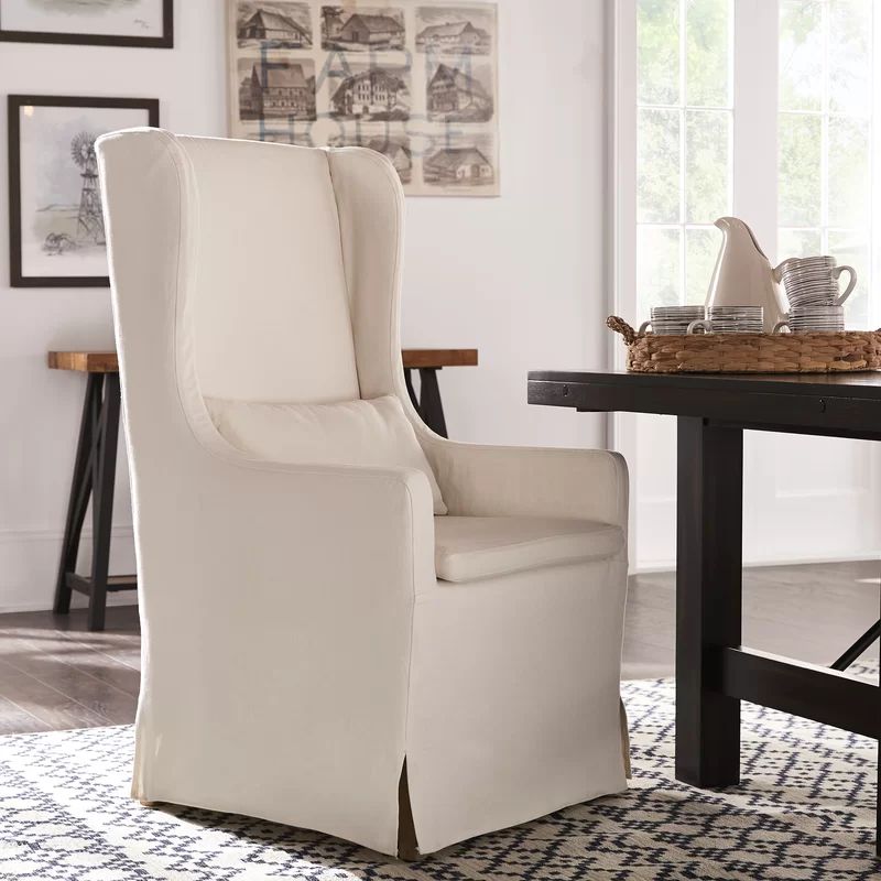 Lefebre 25.25'' Wide Tufted Linen Slipcovered Wingback Chair | Wayfair North America