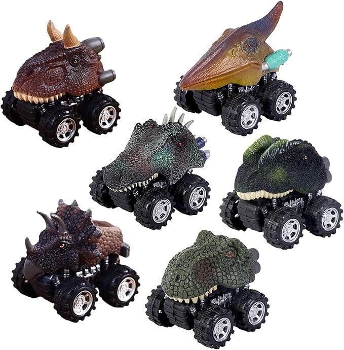 Pull Back Dinosaur Cars Set of 6, Dino Cars Toys with Big Tire Wheel for 3-14 Year Old Boys Girls... | Amazon (US)