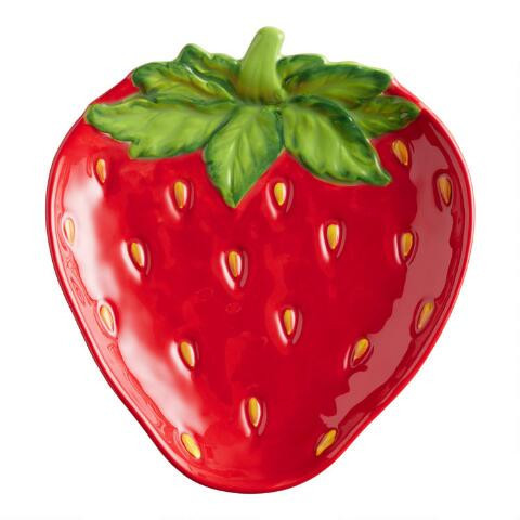 Hand Painted Strawberry Figural Appetizer Plate | World Market