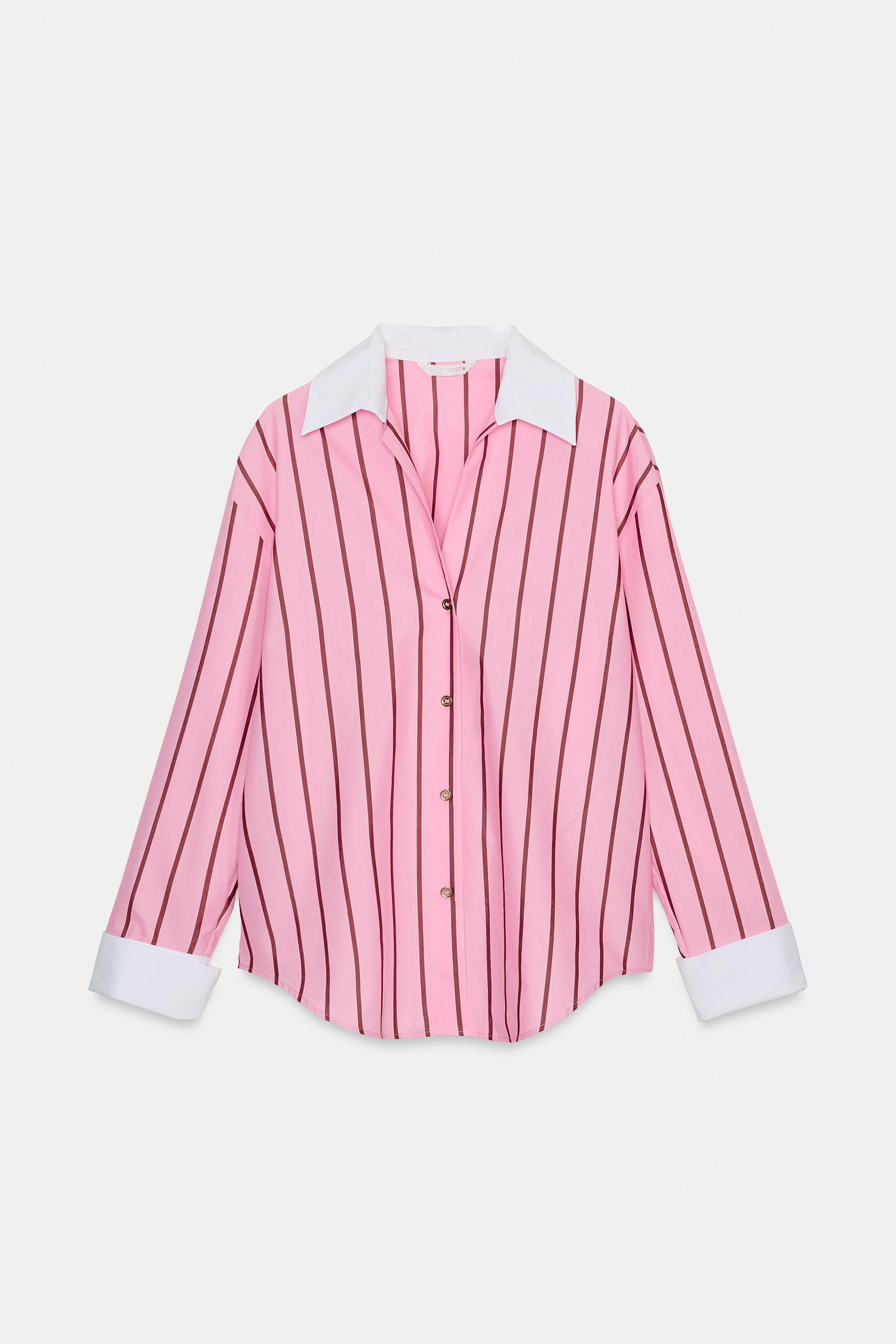 OVERSIZED STRIPED SHIRT WITH CONTRAST CUFFS | Zara US