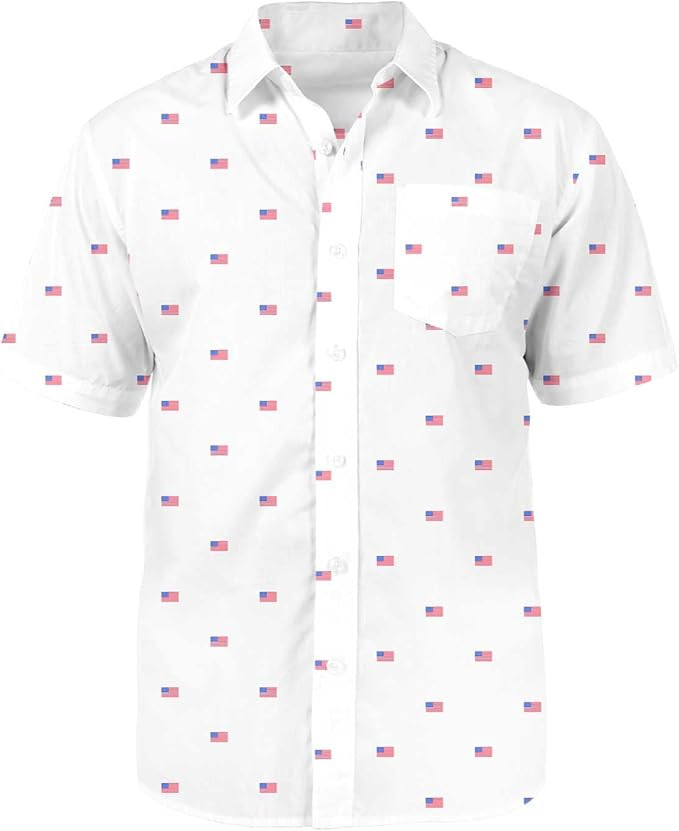 Tipsy Elves Patriotic Shirts for Men - USA Short Sleeve Button Up American Flag Shirts for Men fo... | Amazon (US)