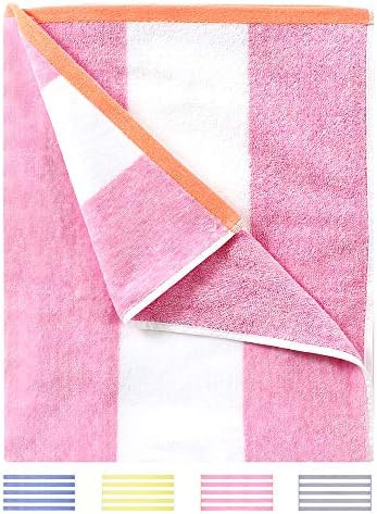 HENBAY Fluffy Oversized Beach Towel - Plush Thick Large 70 x 35 Inch Cotton Pool Towel, Rose Red Str | Amazon (US)