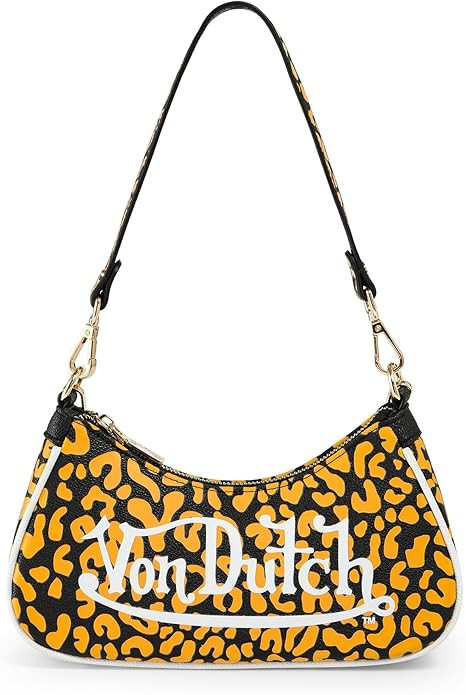 Von Dutch Purse Shoulder Bag, Women's Shoulder Handbags Logo Print and Gold or Silver Chain with ... | Amazon (US)
