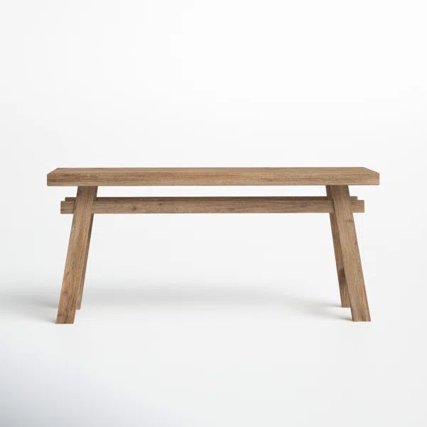 Milani Brown Wood Handmade Distressed Bench with High Trestle Legs 47" x 12" x 21" | Wayfair North America