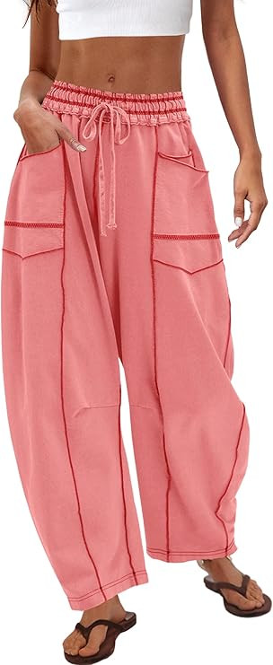 Nirovien Womens Barrel Sweatpants High Waisted Wide Leg Sweatpants Drawstring Lounge Baggy Pants ... | Amazon (US)