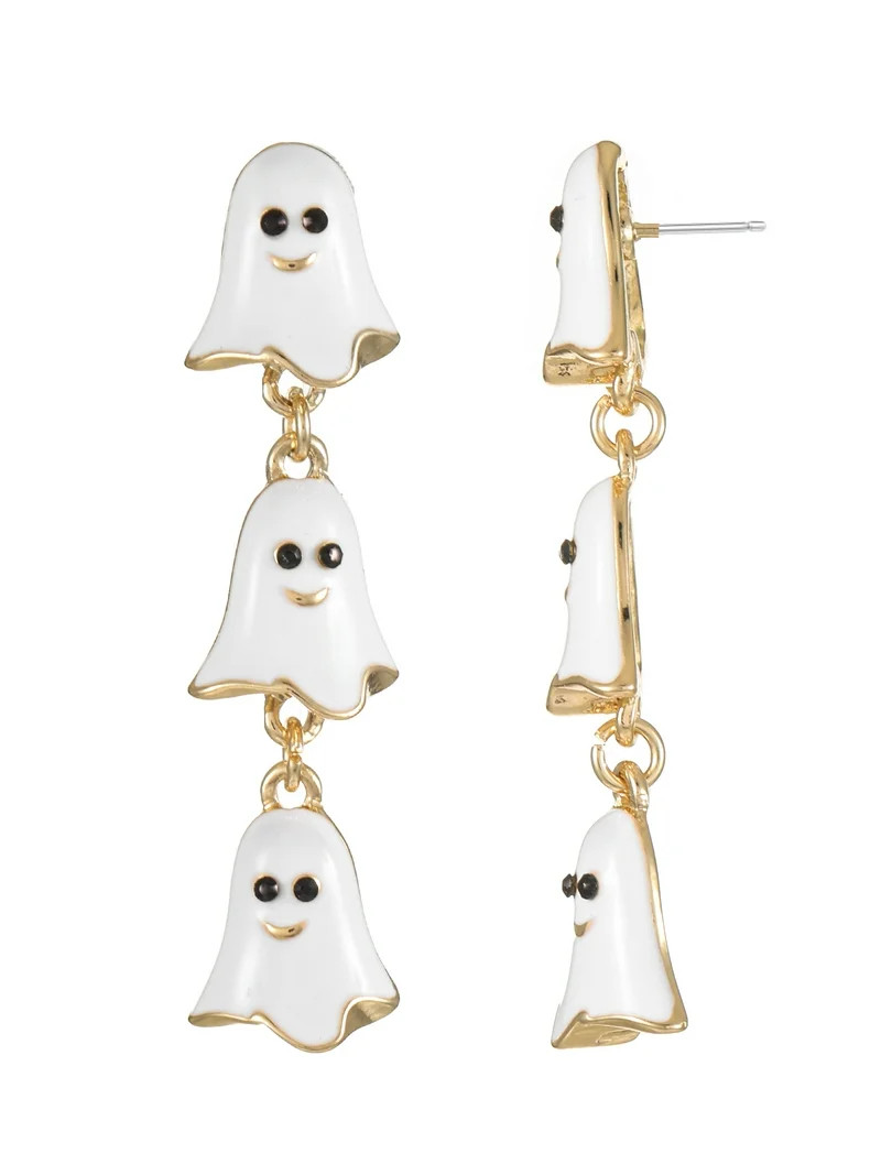 Way to Celebrate Halloween Goldtone Linear Ghosts Earring, 1 Pair - Walmart.com | Walmart (US)