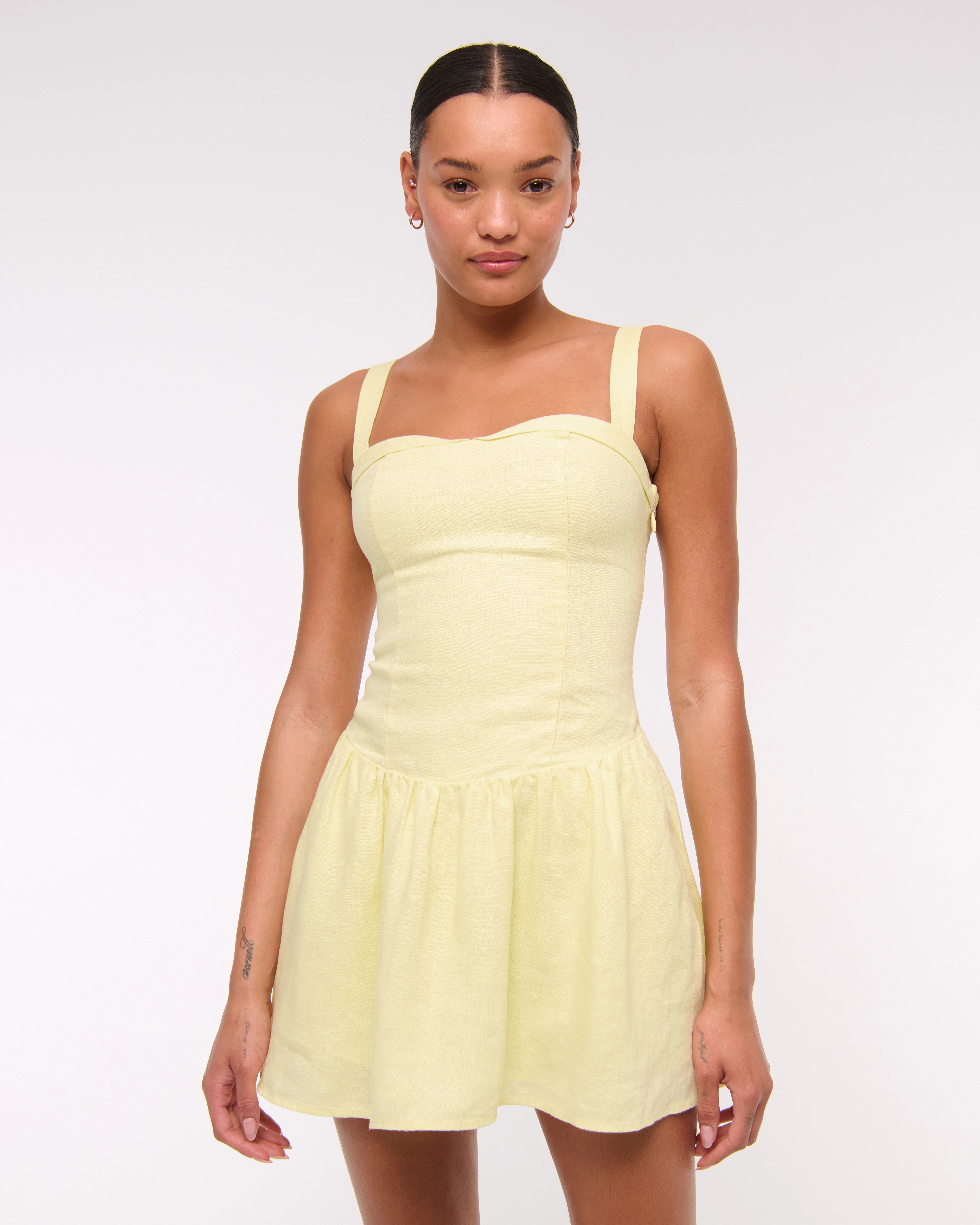 Premium Linen Drop-Waist Skort | Abercrombie & Fitch (US)