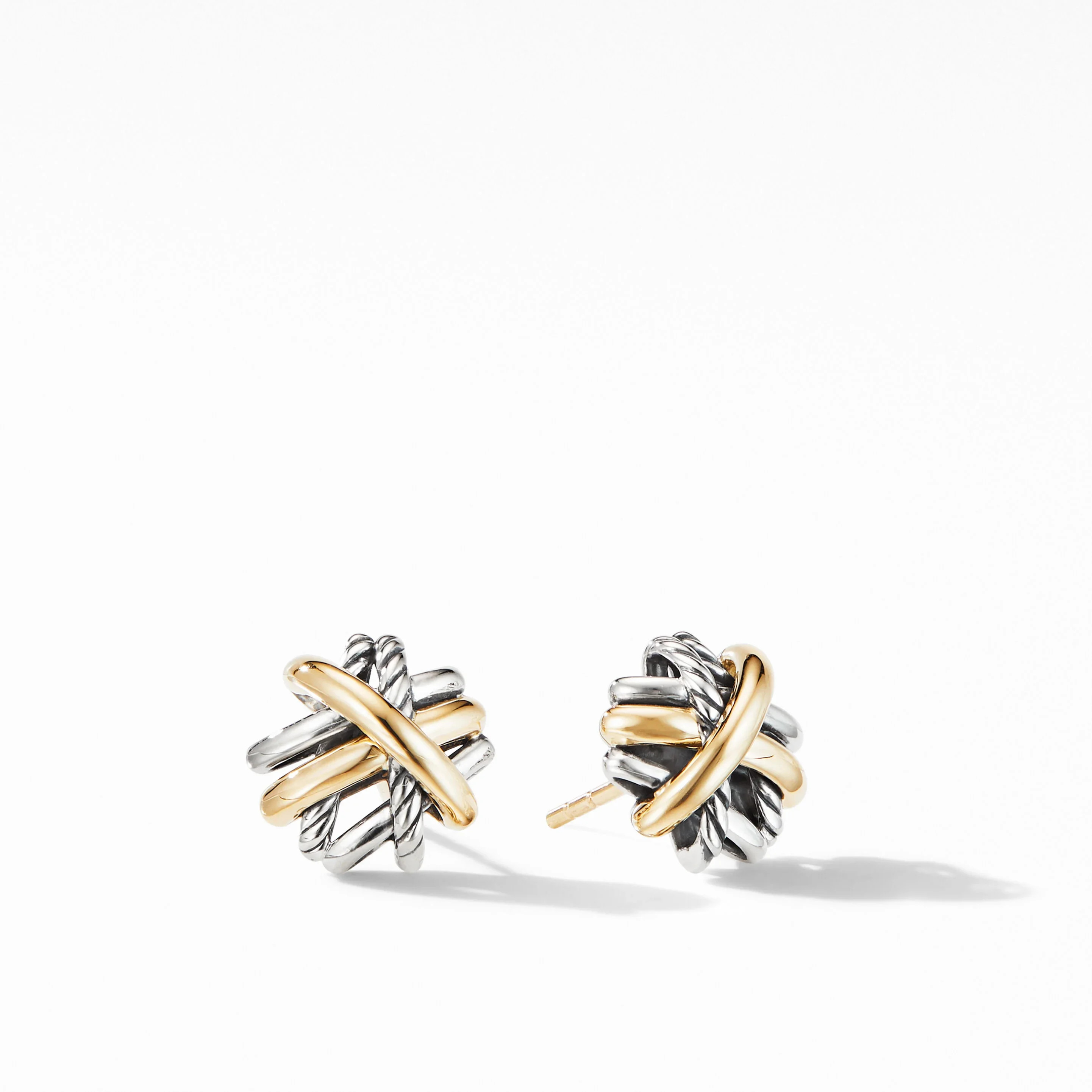 Crossover Stud Earrings with 18K Yellow Gold | David Yurman