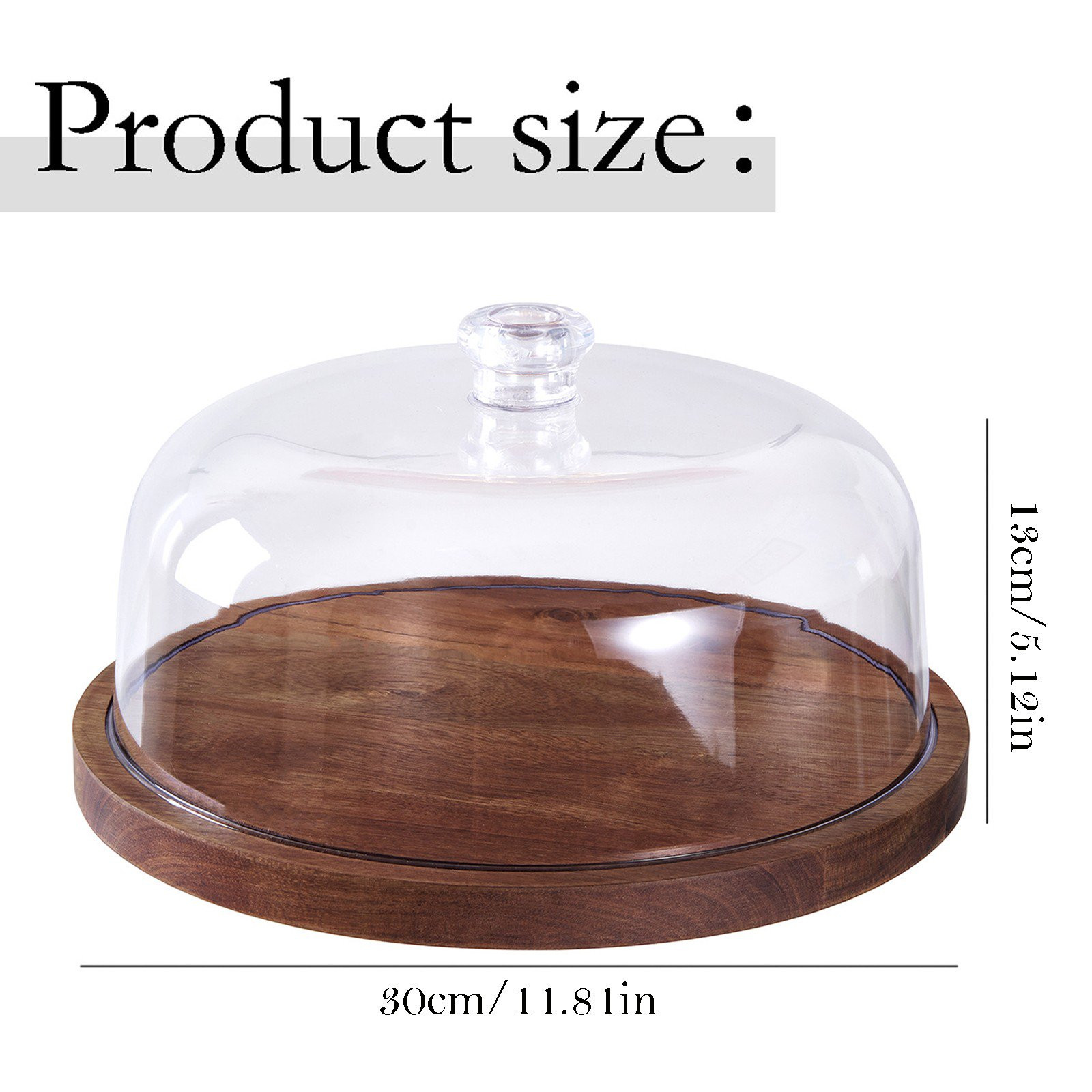 Cake Stand with Dome Lid 12In Wood Cake Plate with Cover Wooden Cake Display Stand with Acrylic D... | Walmart (CA)