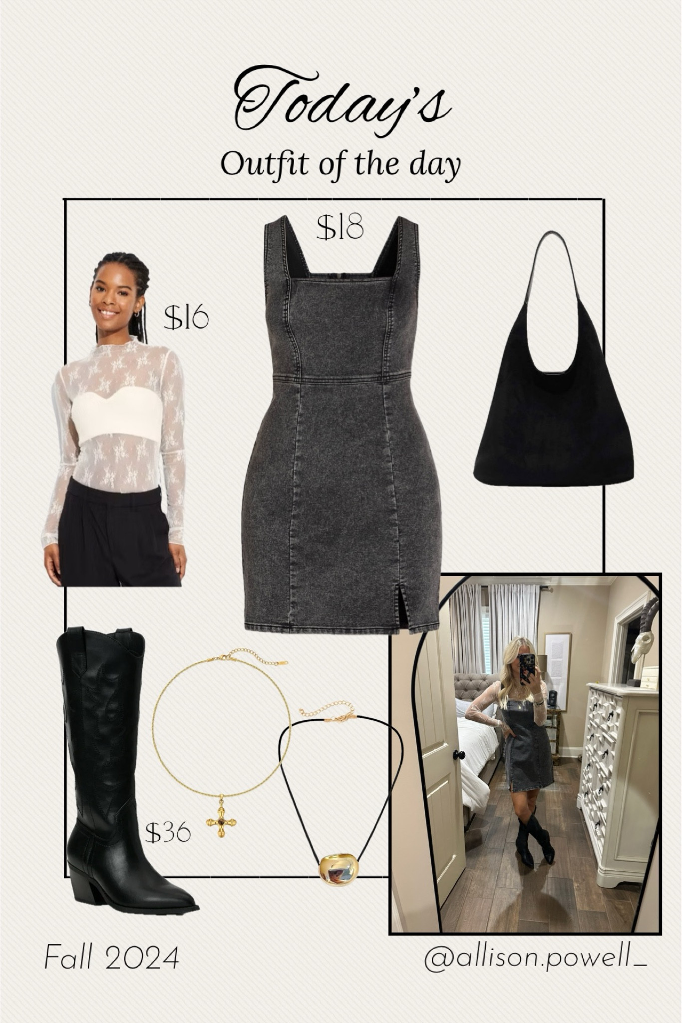 Fall outfit idea — target and walmart
Small lace top, XS dress, boots I sized up 1/2 for socks

#LTKStyleTip #LTKShoeCrush #LTKFindsUnder50