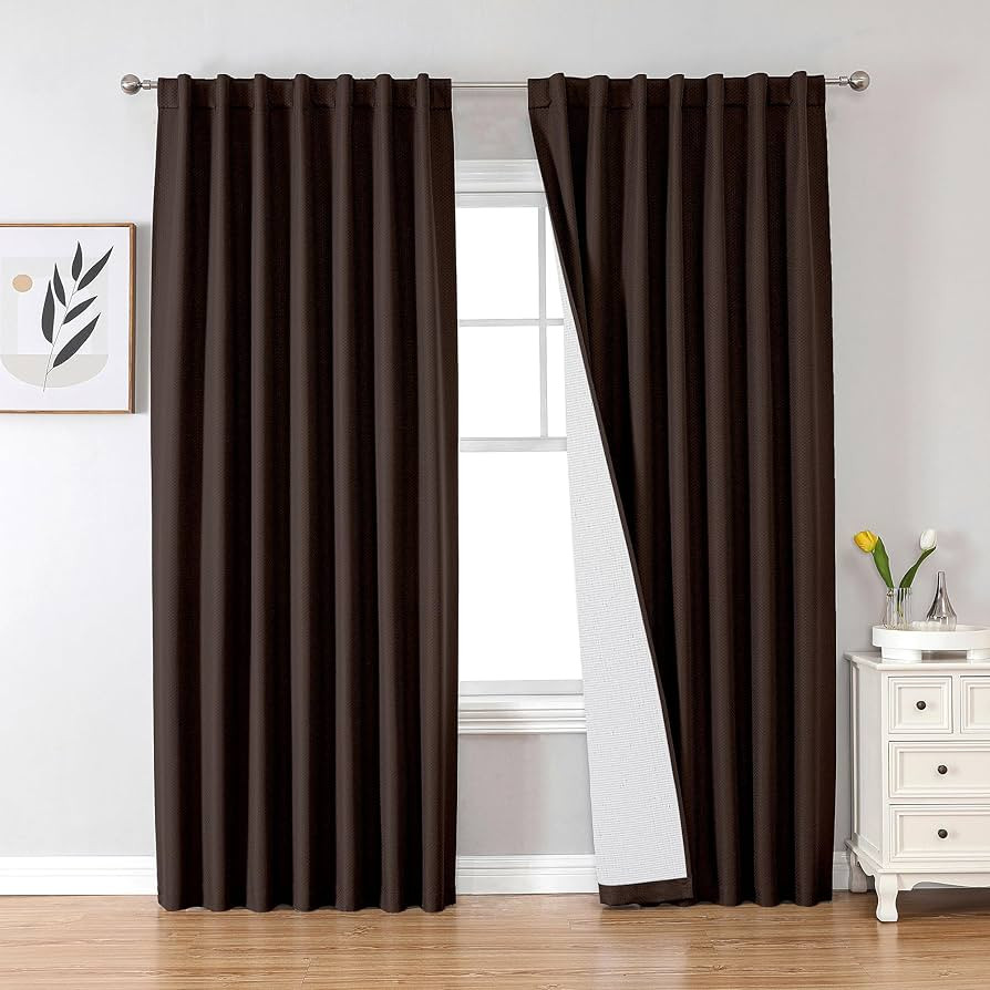 OVZME 100% Blackout Curtains 84 Inches Long 2 Panels for Bedroom, Full Light Blocking Brown Textu... | Amazon (US)