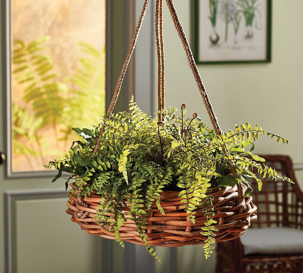Rattan Hanging Basket Planter | Pottery Barn (US)