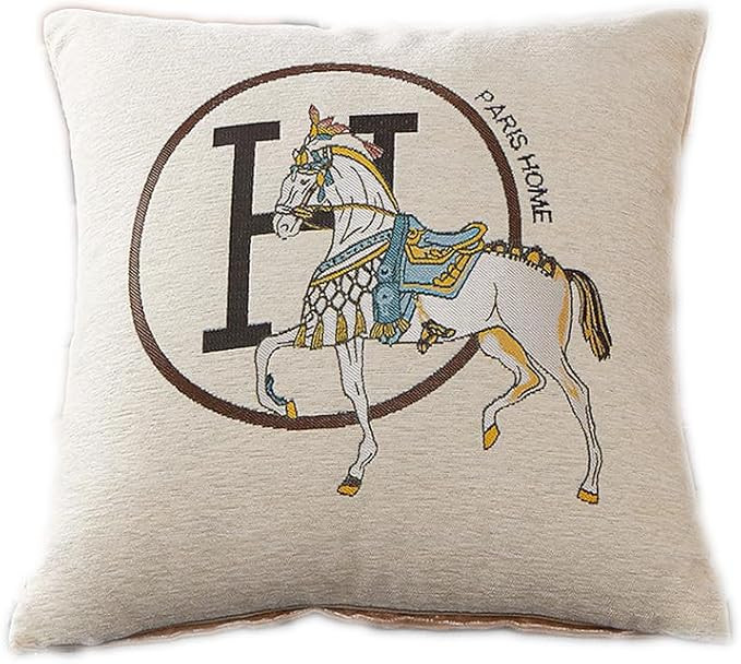 18x18'' inches Throw Pillow Cushion Covers Set Pack of 2 Pcs - Luxury Horse Embroidery Modern Sty... | Amazon (US)