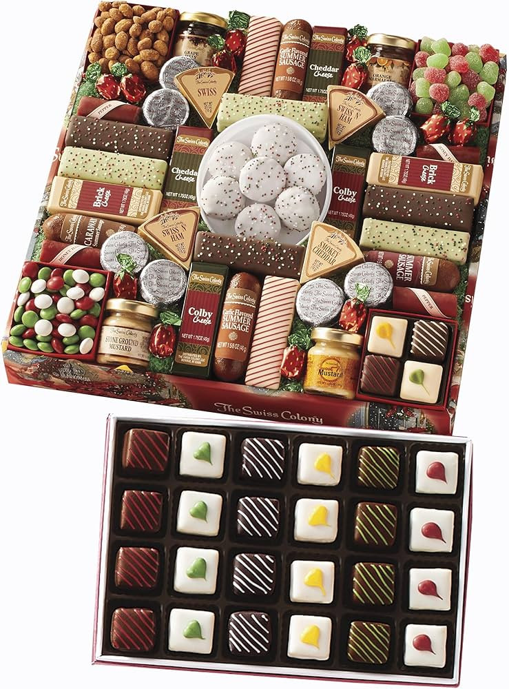 The Swiss Colony 43 Season Pleasers and Petits Fours Gift Bundle - Assorted Cheeses, Chocolates, ... | Amazon (US)