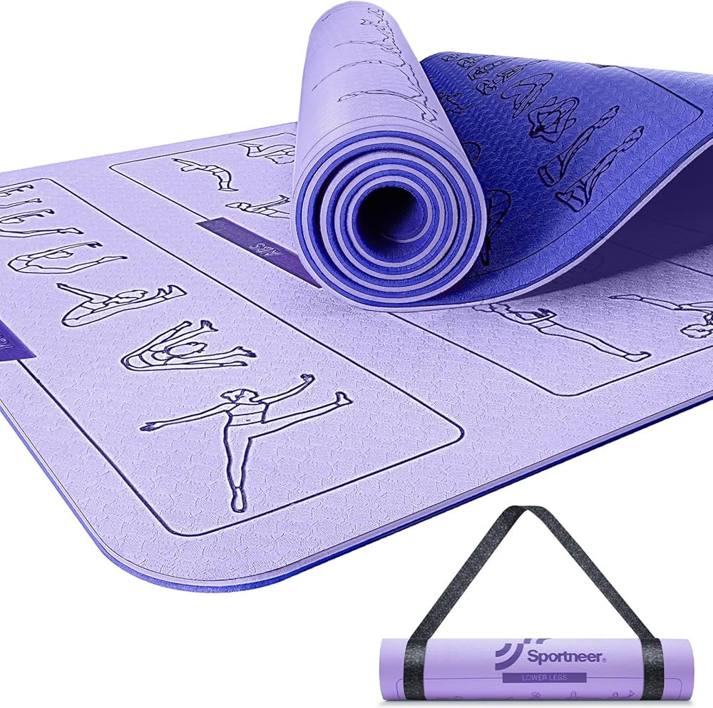 Yoga Mat with Poses, Sportneer Yoga Mats for Women & Men, Non Slip Double-Sided, Exercise Mats fo... | Amazon (US)
