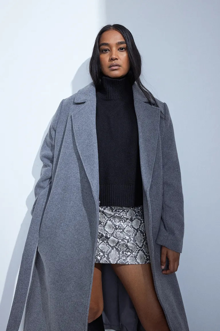 Tie Belt Coat - Gray - Ladies | H&M US | H&M (US + CA)