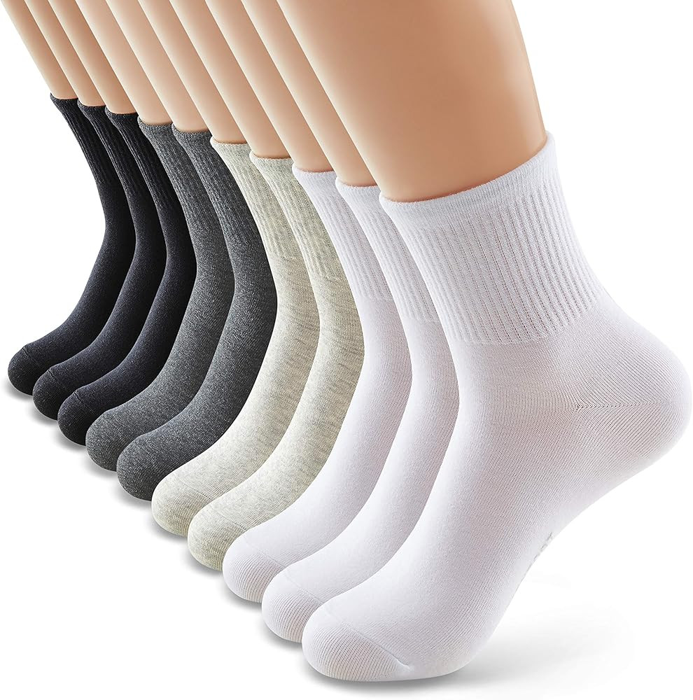 MONFOOT Women's 1/10 Pairs Comfortable Casual Cotton Quarter Crew Socks, multipack | Amazon (US)