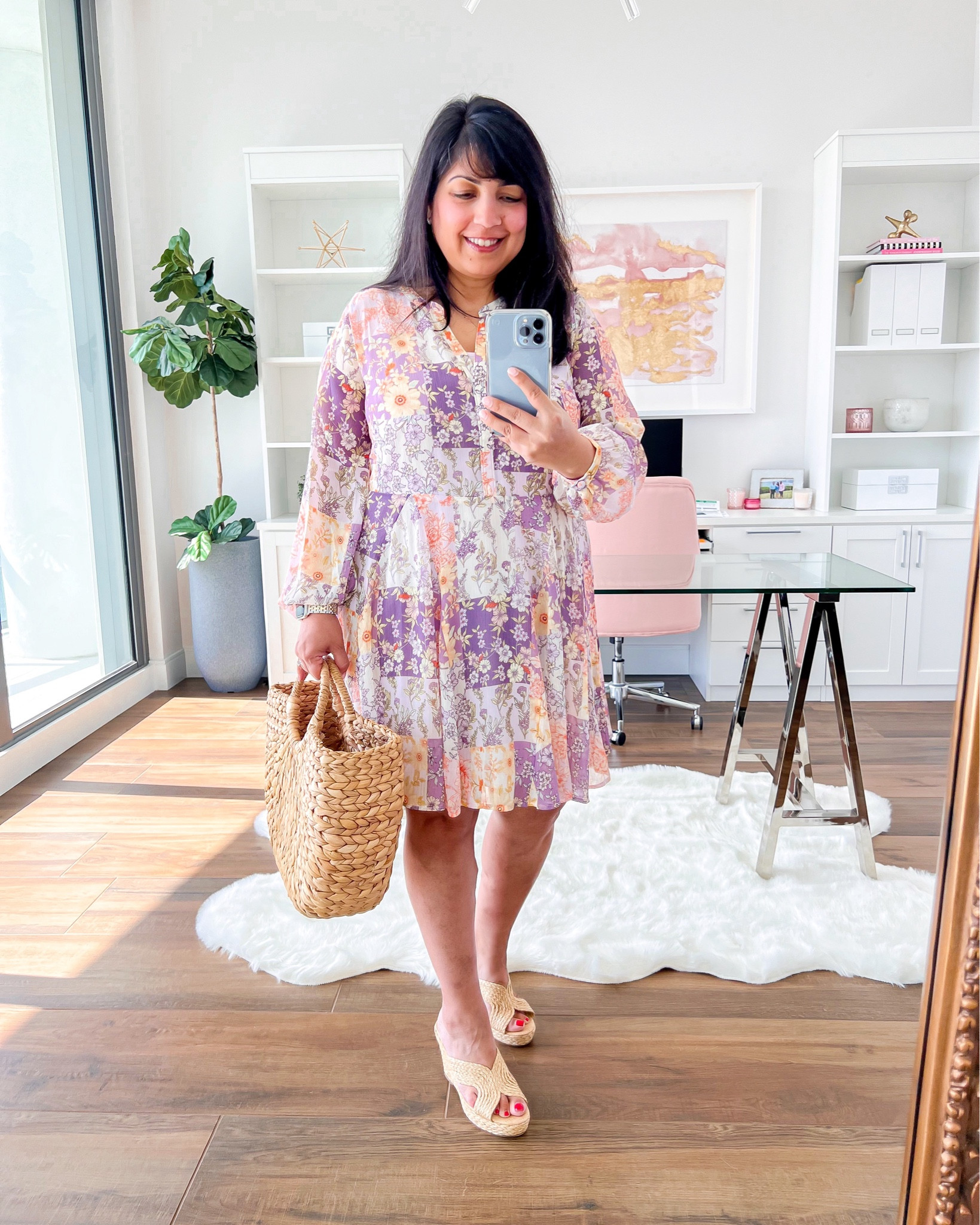 $35 Dresses at Loft! Love this print so much for spring and summer and the material/style is so light and airy! Great for so many events this season! Wearing this dress in size petite large. Target straw tote. Marc Fisher raffia sandals true to size.

Mother’s Day gifts, wedding guest dress, graduation dress, date night, summer outfit, sandals, spring dress, spring outfit, spring outfits, summer outfits, vacation outfit, summer dress, vacation dress, floral dress, Loft outfit, Loft dress

#LTKSaleAlert #LTKMidsize #LTKFindsUnder50