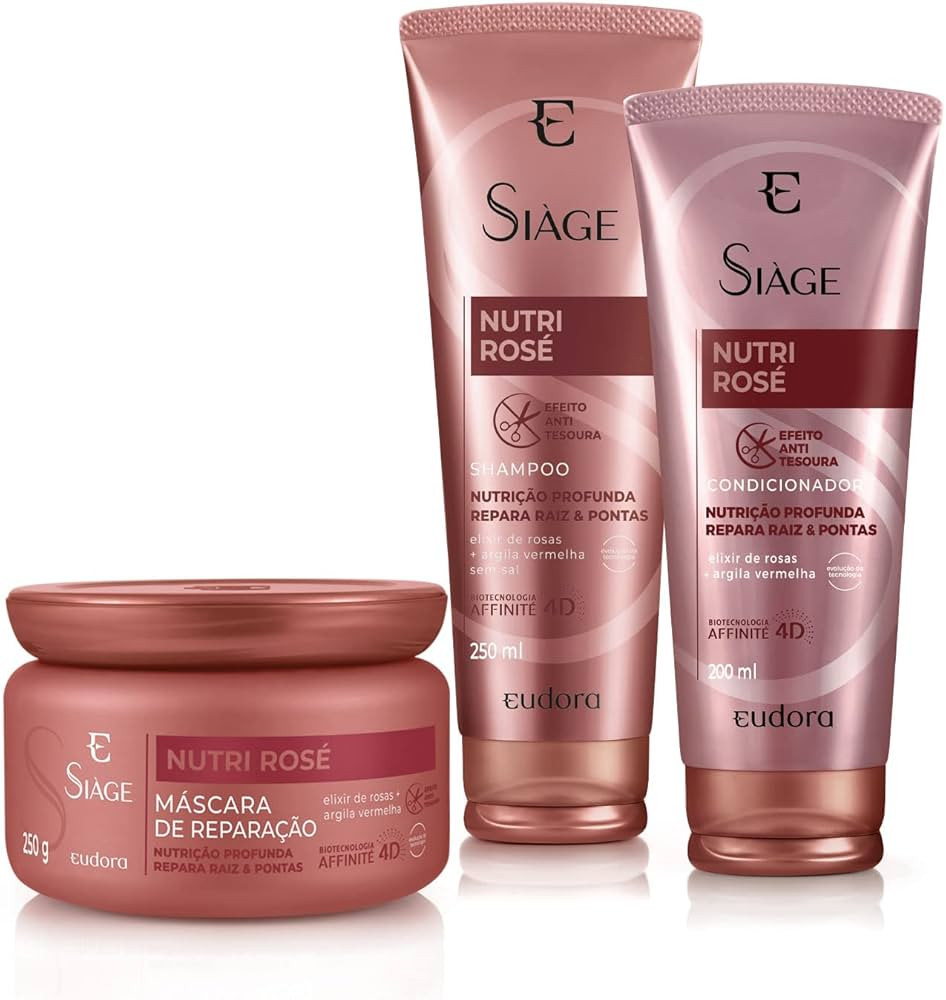Eudora Kit Siàge Nutri Rosé Shampoo + Condicionador + Máscara | Amazon (BR)