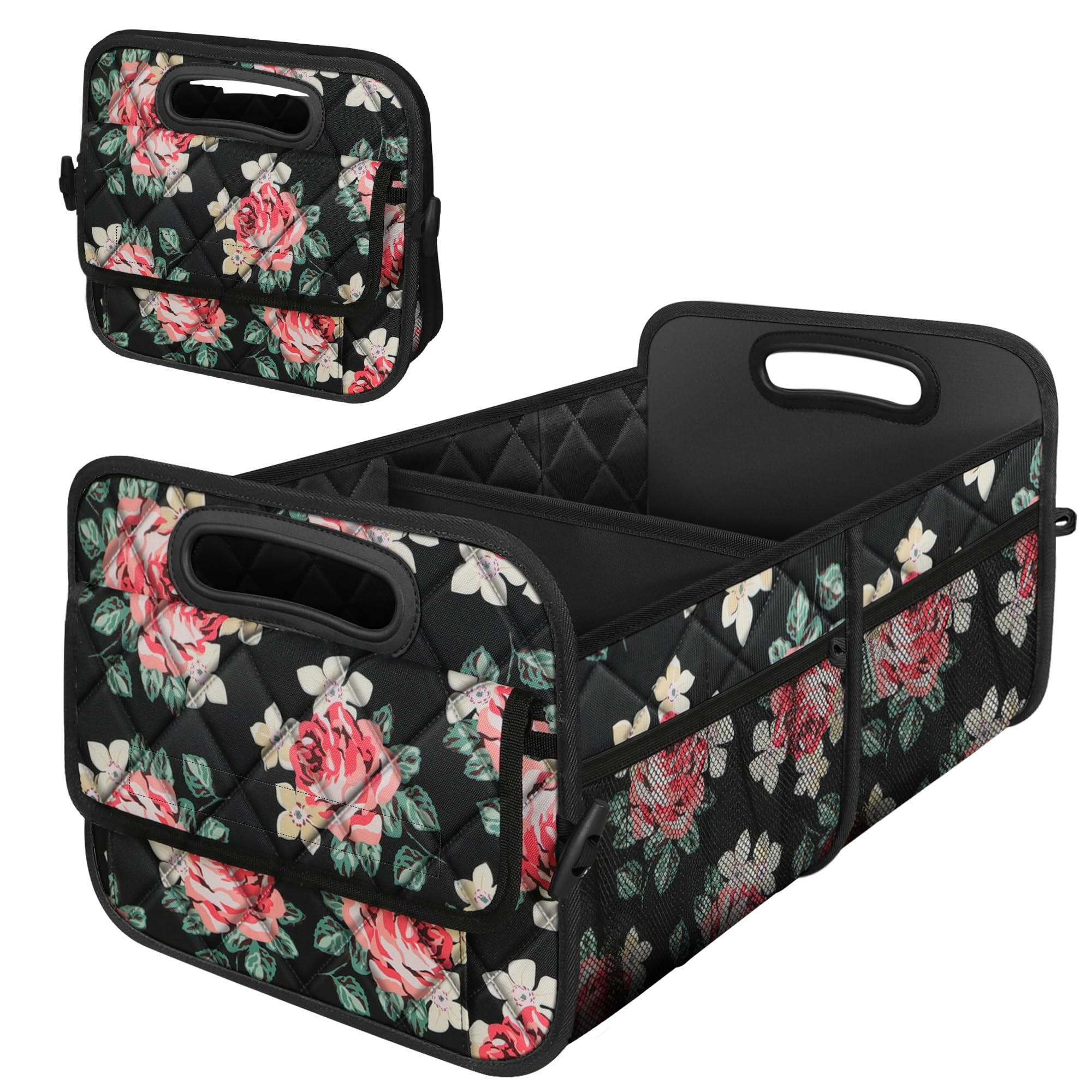 Deosk Trunk Organziers and Storage with 6 Big Pocket, 50L Waterproof Polyester Car Accessories for Women/Men (Medium, Floral) | Amazon (US)