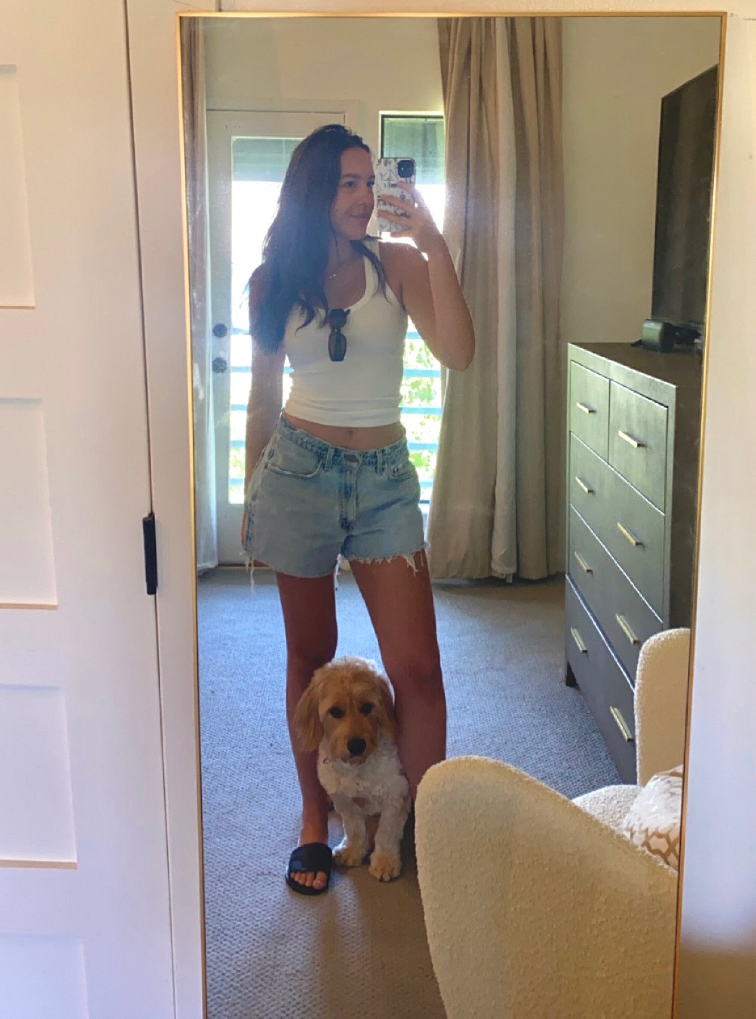 Fun Saturday errand outfit! 

Jean shorts are originally men’s Levi jeans cut into shorts (linking a very similar pair- order big for a very lose comfortable fit) with my favorite Abercrombie white tank. Sunglasses are vintage but current style on Ray-Ban linked. Linked my go to black sandals (under $50). 

#LTKSeasonal #LTKstyletip #LTKunder100