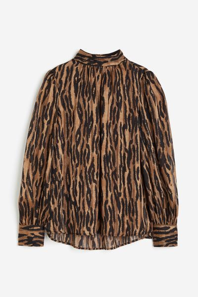 Patterned blouse - Light brown/Leopard print - Ladies | H&M GB | H&M (UK, MY, IN, SG, PH, TW, HK)