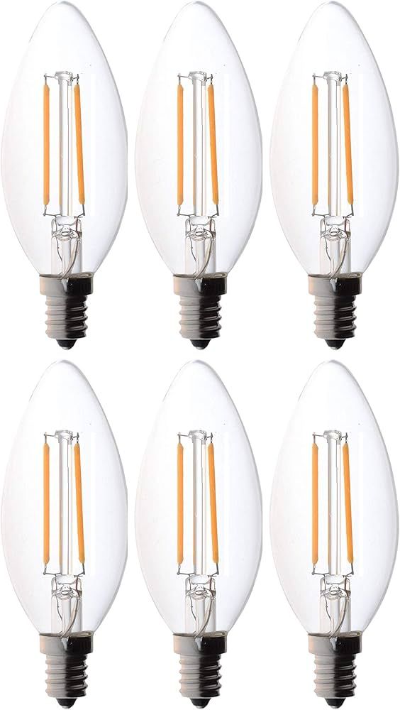 Bioluz LED 4W Filament Candelabra Bulb, E12 Base High Efficiency LED Candle Bulbs, UL Listed, Pac... | Amazon (US)