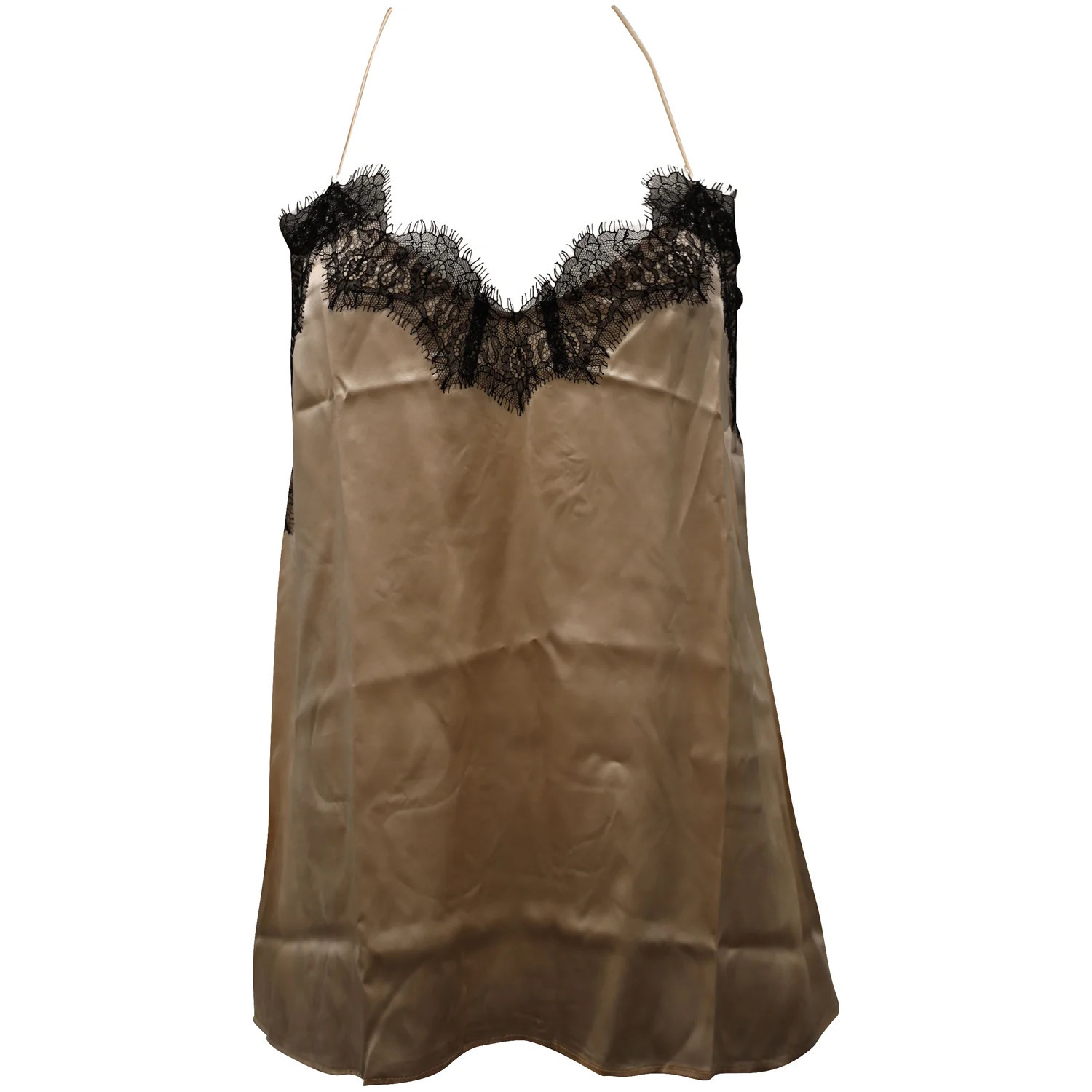 Cami NYC Lace Trim Camisole in Black and Peach Silk | Shop Simon