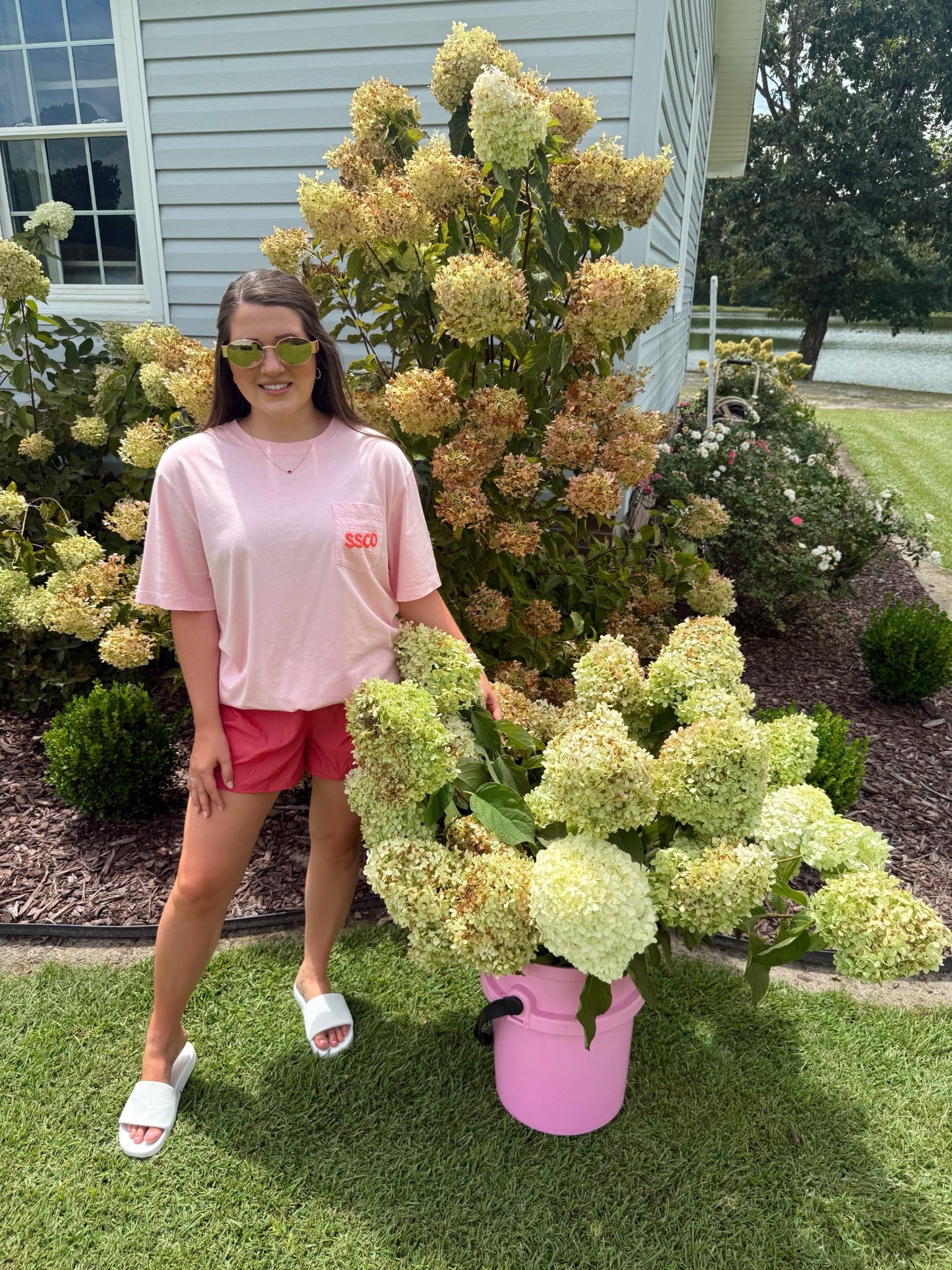 The cutest outfit to cut hydrangeas in! Love my Southern Shirt and my lulu lemon shorts!! These Lulu Lemon sandals have been my go to this summer!! Also linked my absolute favorite Yeti bucket - my pink is no longer available but the light pink is perfect! 😍

#LTKStyleTip #LTKFindsUnder100 #LTKSaleAlert