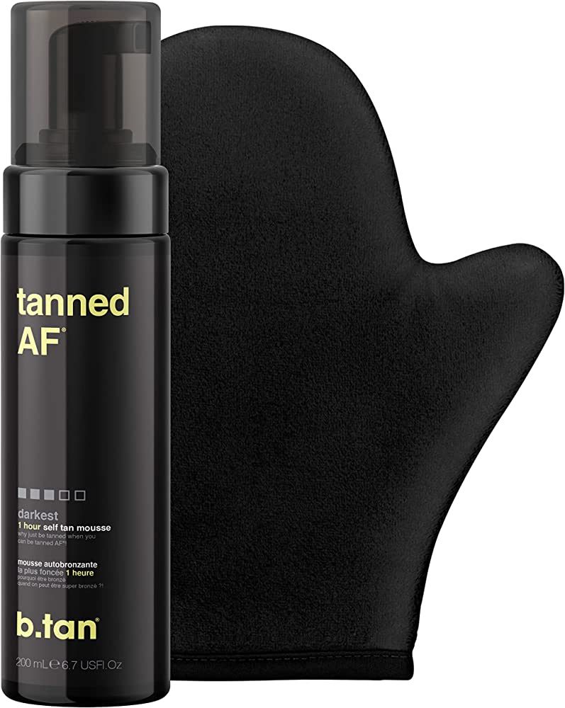b.tan Dark Self Tanner Kit | Get Tanned Bundle - Dark Self Tanner Mousse w/Self Tanning Mitt Appl... | Amazon (US)