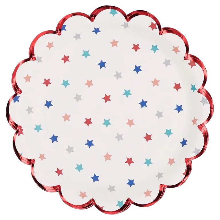 Multicolor Stars Disposable Paper Plates, 7", 8 Count, Patriotic by Way To Celebrate | Walmart (US)