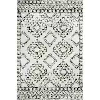 Lacey Moroccan Tribal Shag Off White 8 ft. 10 in. x 12 ft. Area Rug | The Home Depot