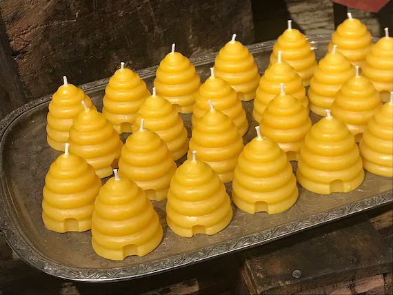 Beeswax Candles shaped like Beehive Skep- Pure Beeswax Candles Favors | Etsy (US)