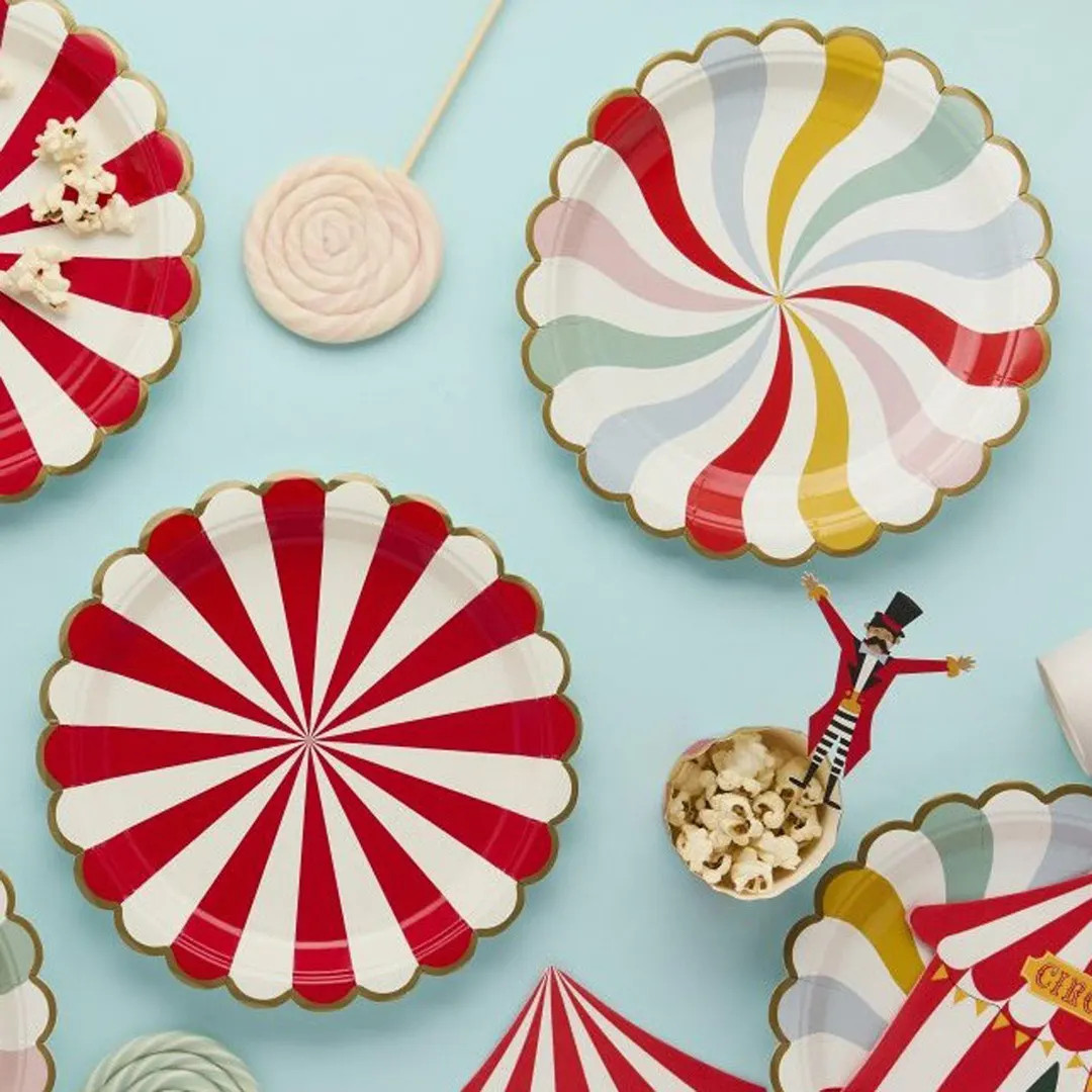 8 Circus Theme Party Paper Plates, Funfair Theme Birthday, Circus Tableware, Carnival Swirl Kids ... | Etsy (US)