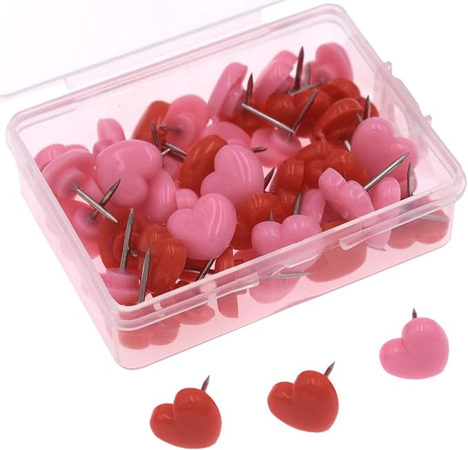 50Pcs Love Heart Push Pins Message Boards Signs Tacks Map Indicator Location Pins | Amazon (US)