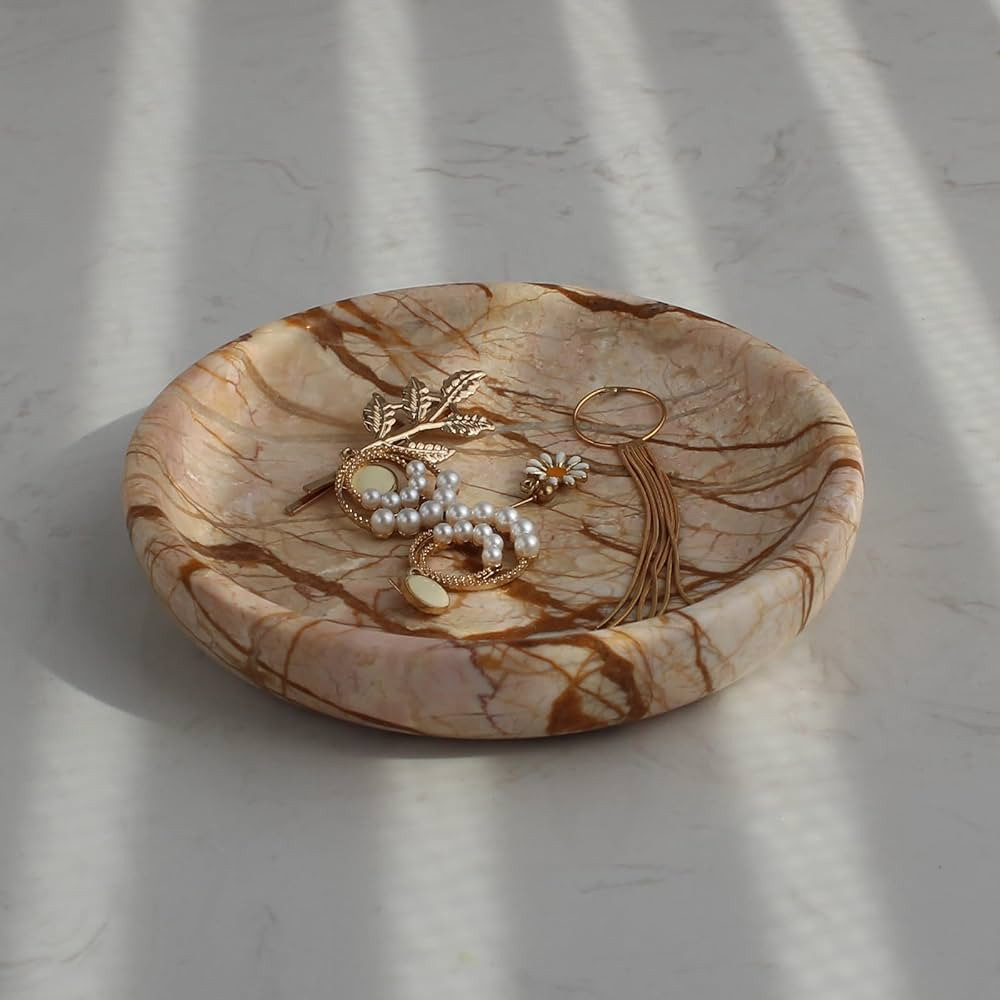 Natural Pink Marble Jewelry Dish 5.5", Trinket Dish for Ring Earring, Gift for Woman Daugther | Amazon (US)