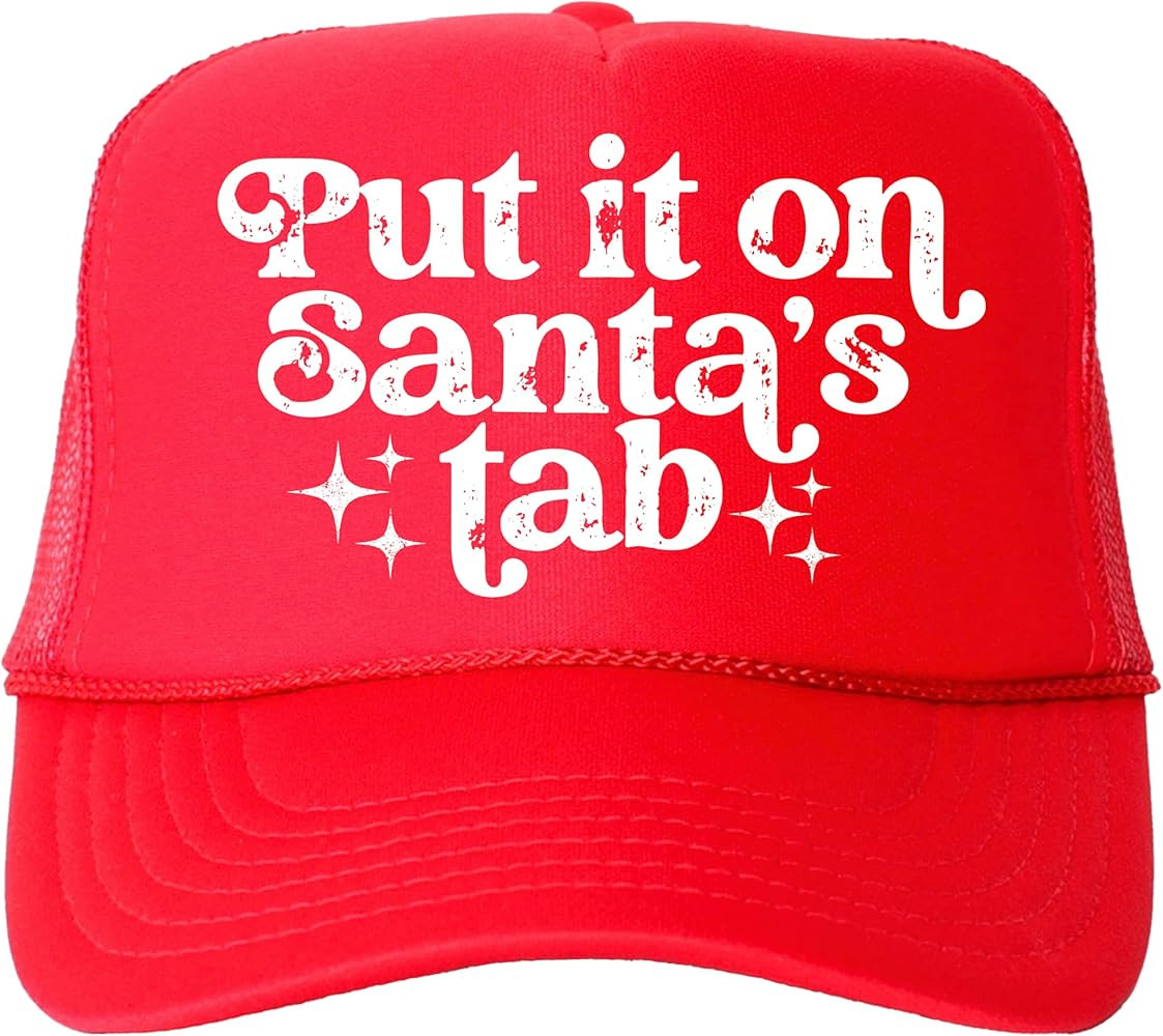 Put it on Santa's Tab Unisex Trucker Hat Funny Christmas Classic 5 Panel Mesh Snap Back | Amazon (US)