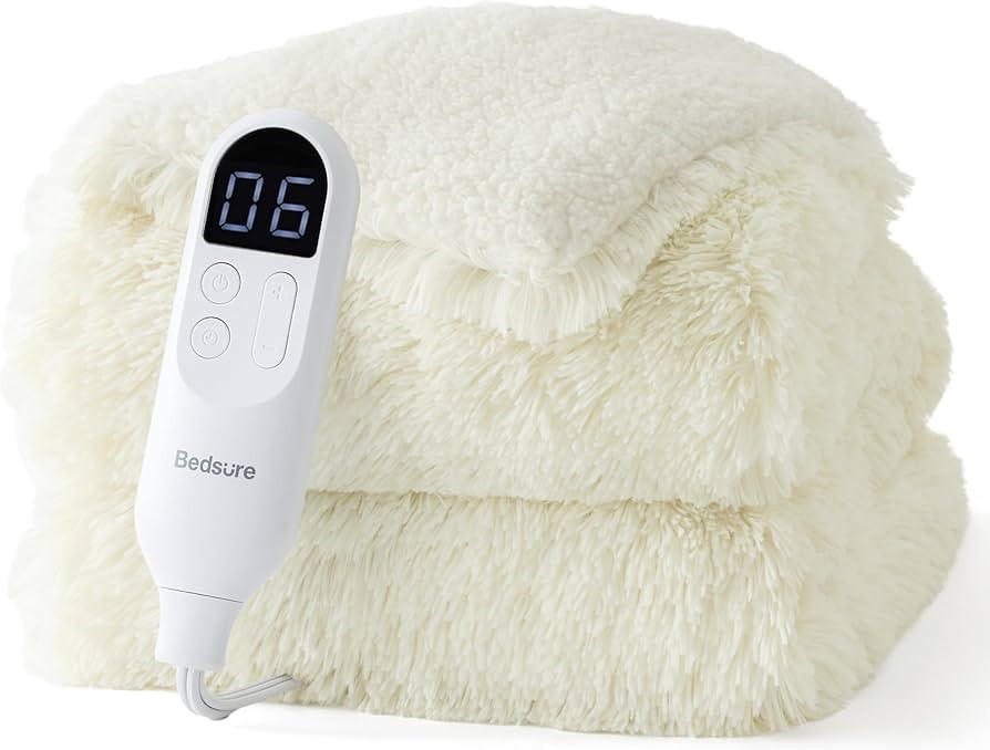 Bedsure Faux Fur Heated Blanket Throw Blanket, Fast Heating Fluffy Electric Blanket, Heated Throw... | Amazon (US)