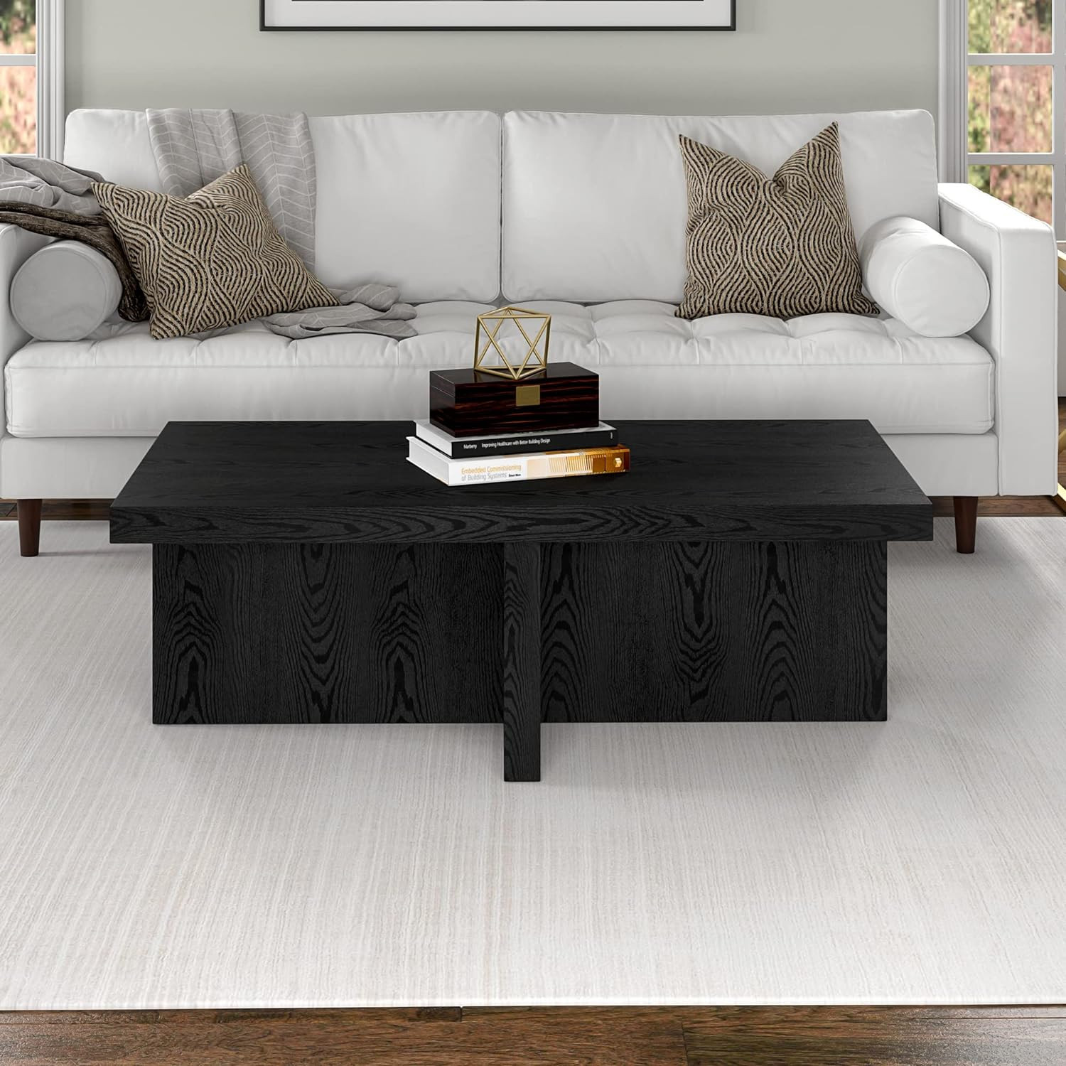 Henn&Hart Elna Coffee Table, 44" Wide, Black | Amazon (US)