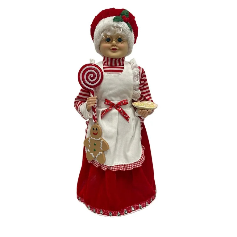 Mrs. Claus in Baking Apron with Lollipop and Gingerbread Man, Indoor Décor, 18 in, by Holiday Ti... | Walmart (US)