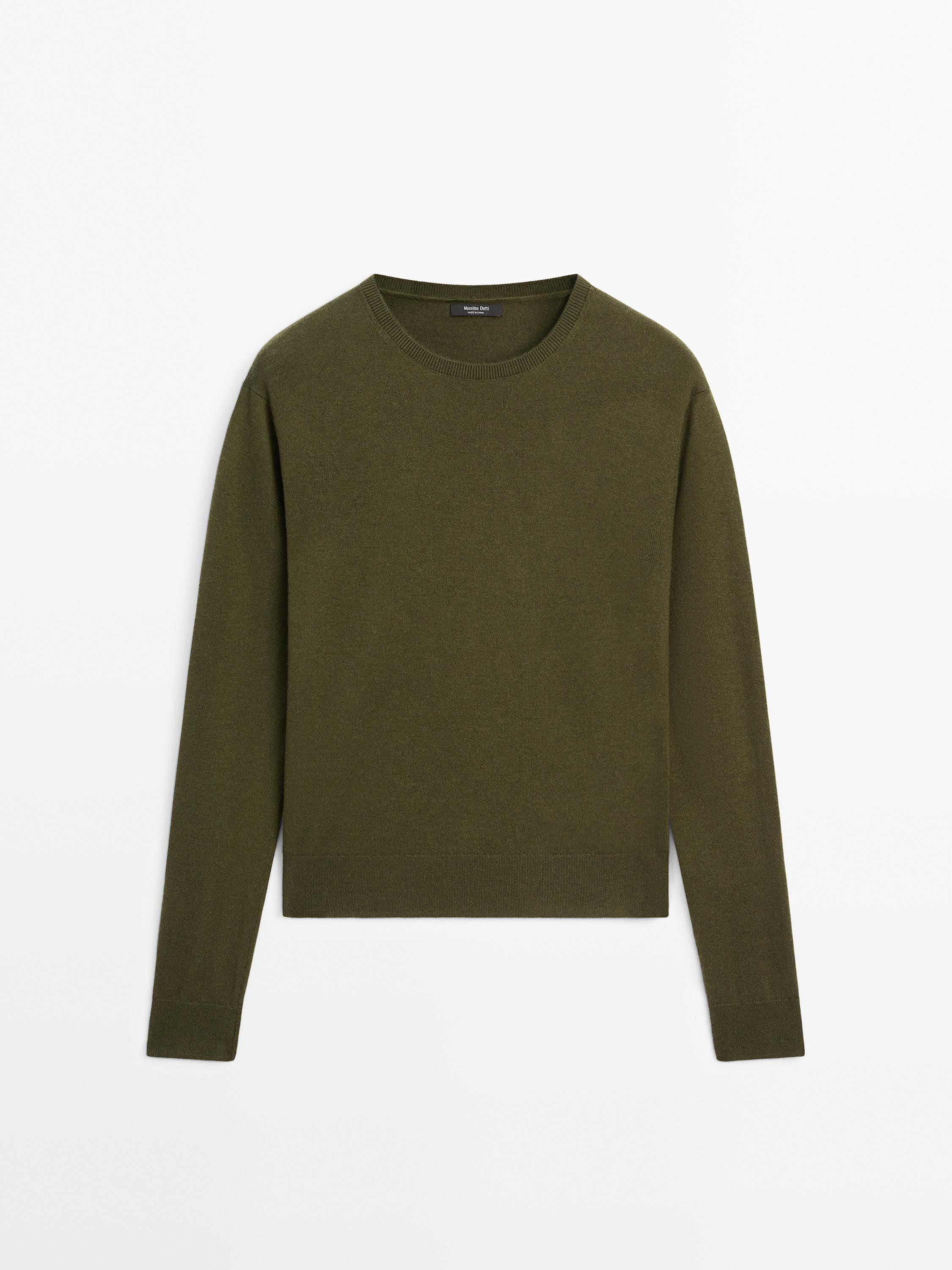 Wool blend knit sweater with crew neck | Massimo Dutti US