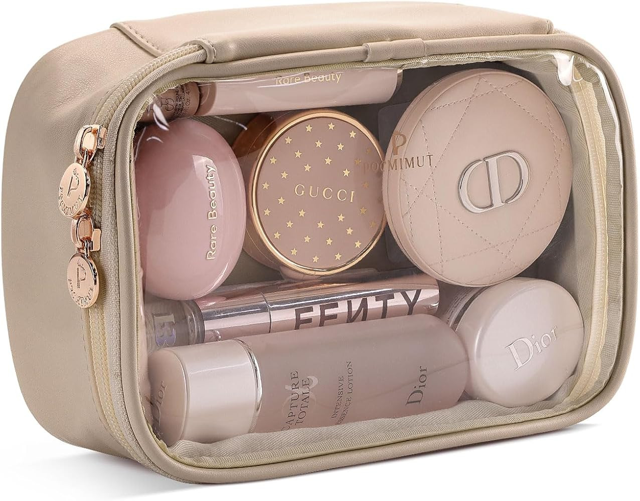 Pocmimut Clear Makeup Bag,PU Leather Small Cosmetics Bag Makeup Pouch Car Accessories Storage Tra... | Amazon (US)
