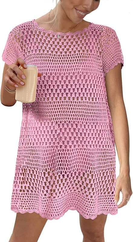 Caracilia Women Swimsuit Coverup Crochet Bathing Suit Cover Ups for Swimwear Swim 2023 Summer Bik... | Amazon (US)