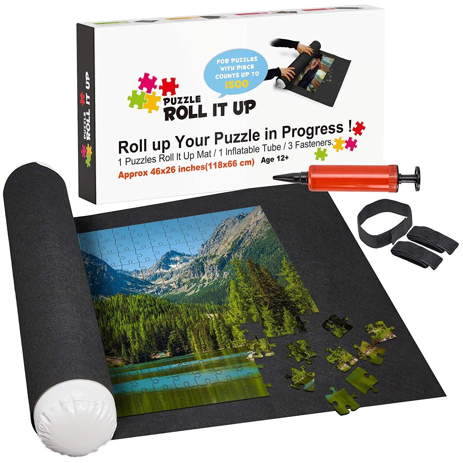 Puzzle Roll Up Mat Premium Pump - Store and Transport Jigsaw Puzzles Up to 1500 Pieces - 46" x 26... | Walmart (US)
