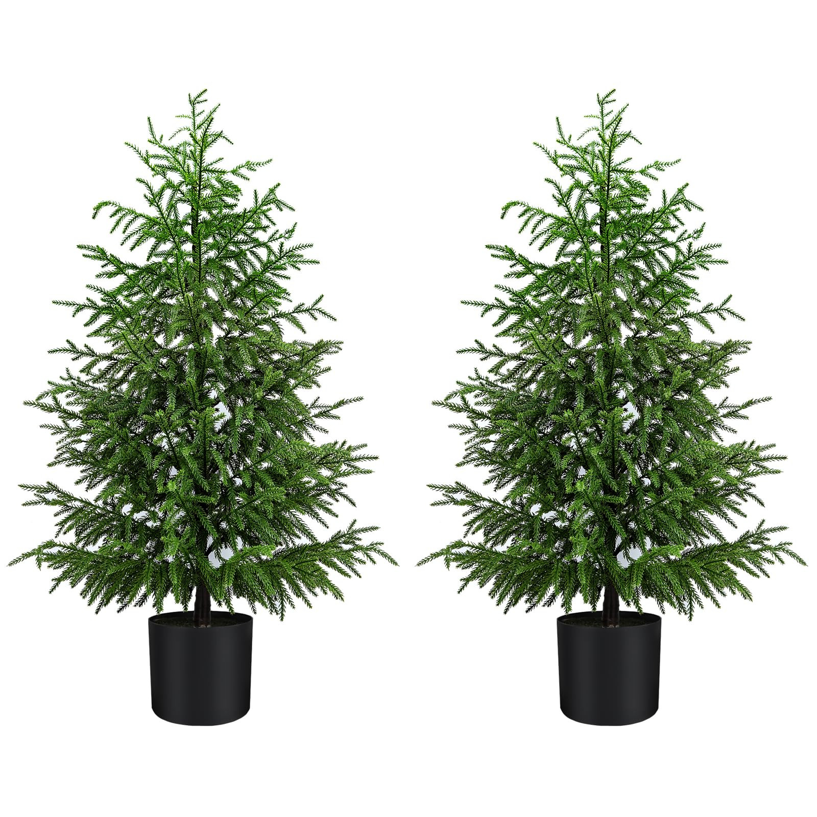 2Pack 4FT Artificial Topiary Trees for Outdoor Front Porch Décor, Real Touch Norfolk Pine Tree, ... | Amazon (US)