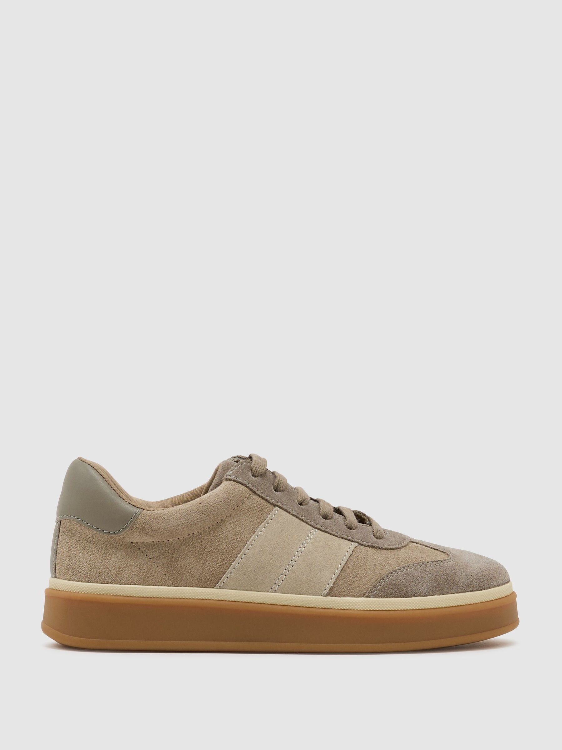 Reiss Suede Low-Top Trainers in Taupe - REISS | Reiss UK