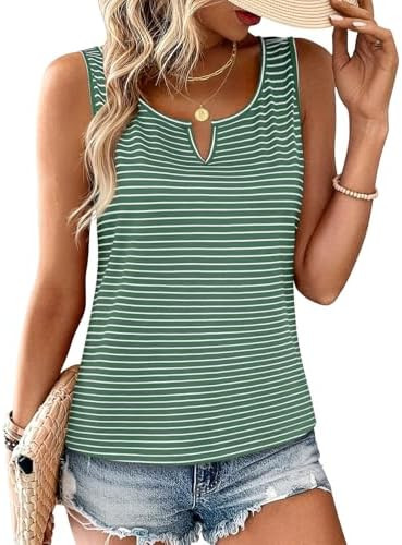 JUSTFASHIONNOW Sleeveless Tank Tops for Women V Neck Tshirts Shirts Cute Summer Tops Dressy Casua... | Amazon (US)